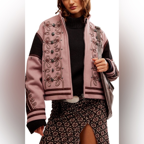Free People Boy Band Bomber Wool Blend Jacket - Picture 1 of 6